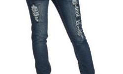 ROCAWEAR
Five pocket skinny jean
Zip and button closure
Destroyed look on front
Rhinestone details
Contrasting stitching and patch on back pockets
FIT: True to size
98% cotton, 2% spandex
Size: 3
Visit us at WWW.REIDSBOUTIQUE.COM