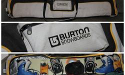 Women?s Snowboard Set: Burton Snowboard, Bag, and Boots
Snowboarding set that includes the following:
Burton Bag that can fit your snowboard and other additional gear as seen in the picture, $100
Burton Board fully loaded with bindings all ready to hit