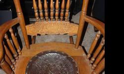 Wooden Rocking Chair $350.00 OBO
One spindle is broken and can be repaired if desired.
Seems in good condition and no strain at 175#
Do not know age or origin. Sold as is.