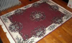 This 100% wool rug measures 69" x 106" ( just shy of 6' x9' ). I brought it back from India about 25years ago. It is in good condition, clean and from a smoke and pet free home. My decorating change is your opportunity to own this one of a kind rug. Like