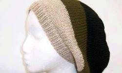 The colors in this wool slouch hat are tan olive green and black. A great hat for men or women. This wool beret is made with a soft 100% pure new wool yarn. Knitted in stripes. It is a medium thickness, very stretchy, will fit any head, will stretch out