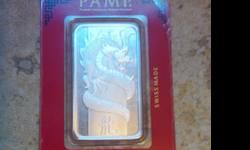 1 oz bar... Pure Silver!
Sealed and in protective wrap!
Pamp Suisse!!! Very Collectible!
Great silver investment opportunity!
$50