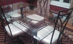 WROUGHT IRON AND GLASS TABLE W/ 4 CHAIRS. great condition
cash only. must pick up. $300 OBO
CONTACT: DEBBIE (eight four five)-597-8487