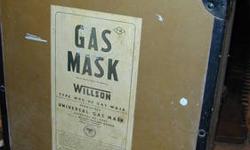Vintage WW II Ray O Vac/ Wilson gas mask box. About 11"x 13"x 5" with metal corners and edges. A classical gas! call Jim