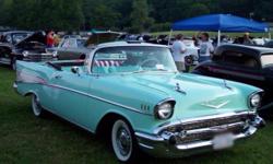 1957 Bel Air Convertible ~~
48012 ORIGINAL MILES (YES I SAID ORIGINAL MILES !!)
BEAUTIFUL SURVIVOR CAR
Surf Green ~~ Matching Factory Interior ~~ White Power Top
283 CI V8 Motor with automatic Transmission
Factory Power Steering ~~ New WW Tires ~~ New
