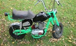 Too many projects so its time too sell, 1969 Garelli Broncco 49cc 2 stroke 4 speed. Starts on the first kick runs great. About 80 % restored. needs brakes hooked up and lights. Frame is powder coated, Tins are painted. Gas leaked out of the tank and