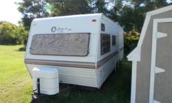 1989 Jayco Camper in really good condition. Camper is very roomy and tows well with smaller truck or full size truck. It has dual propane tanks on the front to supply the furnace and stove. Furnace does work, but we always stayed at sites with electric so