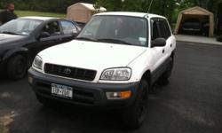 1999 Toyota rav 4, white, 192,600 mi, 4 wheel drive [AMAZING IN THE SNOW], brand new all season tires w/spare(paid over $600), power windows and locks, cruise control, rain guards,tint!! Brand new after market cd play with auxusb inputs.
tie rods and