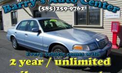 **Get a FREE 2 Year Unlimited Mileage Warranty!!**
Here is a super low mileage Ford Crown Victoria. You'll love the sky blue color, and you can't beat the warranty!!! We did a NYS inspection, safety check, changed the oil, replaced the front brake pads