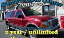 **Get a FREE 2 Year Unlimited Mileage Warranty!!**
This is a loaded up Excursion with the right miles and a fantastic warranty!!! It has a SUPER powerful 6.8L 10 cylinder engine that could tow your house away! We did a NYS inspection, safety check,