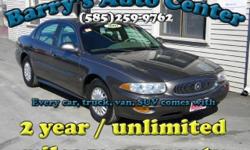 **Get a FREE 2 Year Unlimited Mileage Warranty!!**
Here we have a luxurious 2002 Buick LeSabre V6 that comes loaded with automatic load-leveling, steering wheel mounted controls, keyless entry, basic power options(windows, doors, etc.), electrochromic