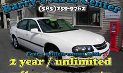 **Get a FREE 2 Year Unlimited Mileage Warranty!!**
WOW This Impala has super low miles!! Its clean inside with everything you want inside, and with this warranty you can't beat this deal!!
At Barry?s Auto Center you can buy with confidence; we?re giving