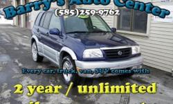 **Get a FREE 2 Year Unlimited Mileage Warranty!!**
Here is a 2003 Suzuki Grand Vitara 4WD that is loaded with keyless entry, power options, automatic headlights and more. This care has a clean Auto Check Report with no accidents. This car could be yours