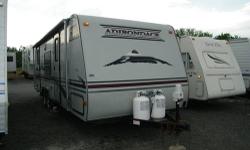 This is a very nice light camper. Its 29ft and weighs 4,350 lbs dry. There is a kitchen in the back and bedroom in the front, and it has a very modern feel. It has a soft spot on the floor that could be repaired. We sell them as is and that's why you get