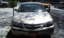Hello, I am selling my 2004 Chevy Impala with a tan color inside/out 3.4 engine, I use this reliable car for my regular personal travels. The car has 126k miles that are mostly highways. Good on gas, runs good. Has power windows, and driver seat. Has