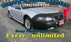 **Get a FREE 2 Year Unlimited Mileage Warranty!!**
This Mustang has never seen a NY winter! It spent its life in Maryland. It has a clean AutoCheck, convertible top, all power options, leather, and more!! We did a NYS inspection, safety check, changed the