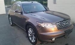 THIS 2004 INFINITI FX35 AWD IS IN GREAT RUNNING CONDITION INSIDE AND OUT. THIS CAR WAS WELL MAINTAINED AND HAS NO ISSUES. THIS CAR COMES LOADED WITH LEATHER, SUNROOF, AM/FM CD PLAYER, CRUISE CONTROL, ALLOY WHEELS, ALL POWER, AND MUCH MORE. I AM INCLUDING