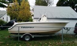 2004 Trophy 1903 with a 2013 Suzuki DF-115A which sips fuel. Will run 38/39mph at WOT. Has no issues getting on plane. Great boat/engine combo. No issues, everything works. I take it into the ocean frequently. It is like a little tank with a high and dry