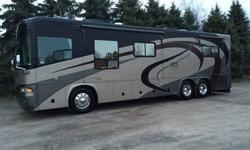 2005 Country Coach Allure (NY) - $119,000
Length: 36 ft
Color: Brown/Tan
Slideouts: 2
Sleeps: 4
Air Conditioners: 2
Mileage: 48,500
Sunset Bay 470, light Cherry cabinets, 400 Cummins, computer table, Decor Package,washer/dryer never used, slide trays,
