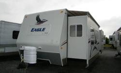 Here is one beautiful Jayco Eagle 32ft camper. This camper has two super slides so it opens up really nice!! It has a dry weight of 8,135 lbs. If you don?t have a truck, don?t worry! We will deliver to your house, campground, or wherever you need your