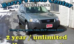 **Get a FREE 2 Year Unlimited Mileage Warranty!!**
Here is a nice looking 2006 Ford Escape XLS 4x4 that is loaded with keyless entry, power options, second row folding seats and more! This car could be pulling into your driveway for just $183/month! Come
