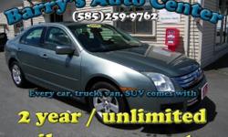 **Get a FREE 2 Year Unlimited Mileage Warranty!!**
Here is a super clean 4cyl Fusion with all the power options. We did a NYS inspection and safety check, replaced the rear brake pads and rotors, and replaced all four tires. New tires and brakes and an