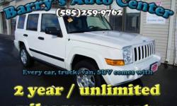 **Get a FREE 2 Year Unlimited Mileage Warranty!!**
Get ready for Winter in this 06 Jeep 4x4. It is super clean, inside and out, loaded up, and ready to go. You'll get a fantastic warranty with it, all for only $184/month!
Make your New Years resolution to