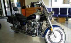 Winter is a great time to save big money on a bike!!! This is a Yamaha Road Star cruiser bike. There are lots of extras on this bike!
-Cobra exhaust, two sets of baffles
-Crash bars
-Chrome solo fender rack
-Quick release saddle bags
-Driving lights