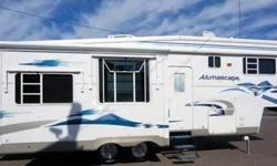 This beautiful 5th wheel series boasts outstanding construction quality and welded aluminum structure. The 31SKT floor plan is extremely spacious, comfortable, and practical. With three slide-outs, the 31SKT transforms itself into an apartment on wheels,