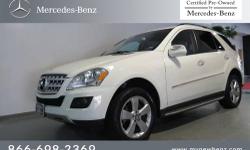 Mercedes-Benz of Massapequa presents this CARFAX 1 Owner 2009 MERCEDES-BENZ M-CLASS 4MATIC 4DR 3.5L with just 45561 miles. Represented in WHITE. Fuel Efficiency comes in at 20 highway and 15 city. Under the hood you will find the 3.5 Liter coupled with