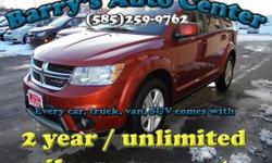 **Get a FREE 2 Year Unlimited Mileage Warranty!!**
Here is a low mileage 2012 Dodge Journey SXT that is loaded with power locks, power windows and independent climate control. This vehicle has only had one previous owner and has a clean Auto Check Report.