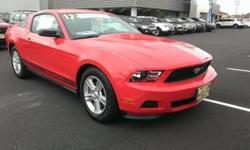Come see this 2012 Ford Mustang V6. This Mustang features the following options: Driver footrest, Tilt steering wheel w/cruise controls, Easy Fill capless fuel filler system, (2) Pwr points, Cruise control, Rear window defroster, Premium AM/FM stereo w/CD