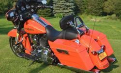 2012 Harley FLHX StreetGlide Tequila Sunrise Two-tone Paint, original owner bought new at Buffalo Harley -103 C.I. motor- 6 speed Transmission-, cruise control, 6350 miles all service done by Harley techs. add ons as follows Battery Tender Jr, Arlen Ness