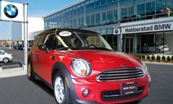MINI Certified, GREAT MILES 12,267! Chili Red exterior, Clubman trim. Auxiliary Audio Input, CD Player, Keyless Start, Aluminum Wheels, Head Airbag, Satellite Radio. READ MORE!======KEY FEATURES INCLUDE: Satellite Radio, Auxiliary Audio Input, CD Player,