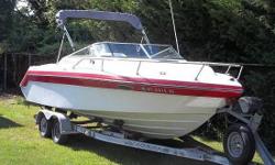 Please contact the owner directly @ 631-258-1271 or [email removed]...1990 Rinker 23'- 5.7 Freshwater cool.
New engine, all new interior and upholstrey.
Trailer with electric winch and disc brakes.
Cover, anchor, ropes, life vests included.Call Willy