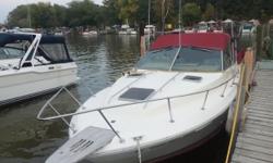 Please call boat owner James at 585-315-7222.
Great condition, fishing or diving boat, fully equipped, electronics and accessories in good working order, out drives have all been serviced, AM/FM cassette, Bimini top, camper top, cockpit cover, bilge pump,
