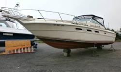 T-454 Crusaders. Classic Sea Ray design.12' Wide beam with deep V hull to handle the chop, Bow pulpit, Windshield vents, Teak trim. Always popular due to the exceptionally solid ride and roomy interior. Only 2 owners. Nice strong running cruiser featuring