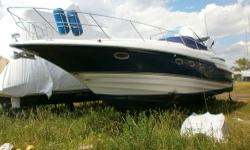 With T- Mercury 454 MPI 350HP Inboards. About 300hrs.This boat belongs to one of our service customers who wants to sell for health reasons and has not used it this or last season. Please Note:The black smudges on the bow are from a fender and is not