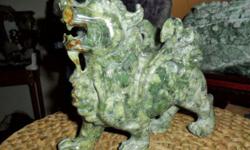 This Beautiful and Exceptional Antique Jadeite DuShan pure Jade Chinese Dragon hand carved Statue. Colors: Multi color Light Green, Brown and Beigh. Jadeite is a pyroxene mineral and one of the two types of pure jade. The other is known as nephrite.