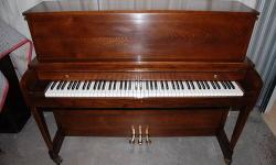 BALDWIN HAMILTON STUDIO UPRIGHT
This Baldwin Hamilton, 45?, Studio Upright Piano is in excellent condition. It?s a solid, well built piano with a nice dark wooden case. It?s been tuned and completely regulated and has a full, even tone.
I am a