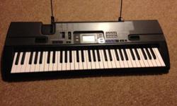 Electronic keyboard. Works well. I've had it a couple years, only played it a few times. Comes with instruction booklet, informational DVD, and stand.