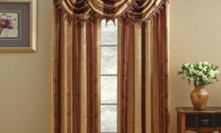 INCLUDES:
1 Chapel Hill Waterfall Swag Valance-Marquis/Red
FEATURES:
This refined window ensemble will dress up any room in your home. The neutral base printed with a subtle texture coupled with multi-colored emberline stripes can easily fit into any