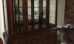 I have a dining set purchased at Mealys in PA. We are relocating and it will not fit in the new place. There is a
1. table with 2 leaves, a table top protector and the leaf storage bags
2. China Cabinet
3. Sideboard
