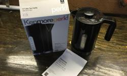 I HAVE FOR SALE A BRAND NEW KENMORE ELECTRIC TEA KETTLE AND A COMPLETE TEA CUP SET. ALL ARE IN BRAND NEW CONDITION. I AM SELLING EVERYTHING AS A SET. THE TEA KETTLE HAS BEEN OPENED TO TAKE PICTURES. THERE IS A CHIP ON ONE OF THE TEA CUPS. OTHER THEN THAT