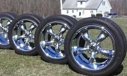 Set of 4 like new ford mustang chrome bullit wheel replicas.asking 18 inch rims. asking$700.00