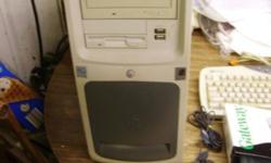 Gateway computer with keyboard, mouse and software.
Intel Pentium 3 996 MHZ processor
Windows XP Professional edition w/ SP3
512 MB Ram
Microsoft Office 2003
80 GB Hard Drive
AVG 2015 Free Antivirus
30$ O.B.O.
This price is negotiable, but you must take