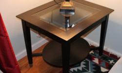 Glass/Black Wood Coffee Table w/ Two End Tables
These 3-Piece Set of Tables are in great condition. They are solid wood w/ a nice black finish. The tables retails new online for $300 EACH at Crate & Barrel.
Coffee Table -- 4' L X 2'-6" W X 1'-7" H
End