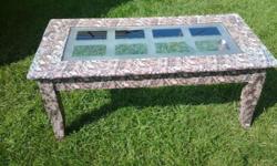 NICE - SOLID COFFEE TABLE WITH GLASS INSERT.... - 10.00
HAS BEEN DECORATED WITH TAPE.
MEASURES: 48" LONG - 24" WIDE - 20" HIGH
-------------------------------------------------------------------------
THANK FOR VIEWING OUR LISTING...
WE SELL THESE ITEMS