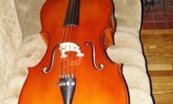 Why rent, when you can own an instrument for about the price of 1 year's rental fee? Here is a Hermann Beyer 4/4 size cello, nice shape, with only a couple of minor cosmetic blemishes; no cracks, gouges or split seams. Comes with padded case and 2 bows. 4