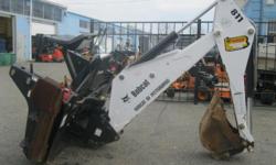 i.5061 Skid Steer Attachment - Bobcat 811 Backhoe Attachment
Price: $6999
Excellent shape
Model: 811
Serial No. 630003471
Fits bob-tach plate, 12inch bucket with teeth, outriggers, x-change bucket quick coupler, comes with hoses and quick couplers.